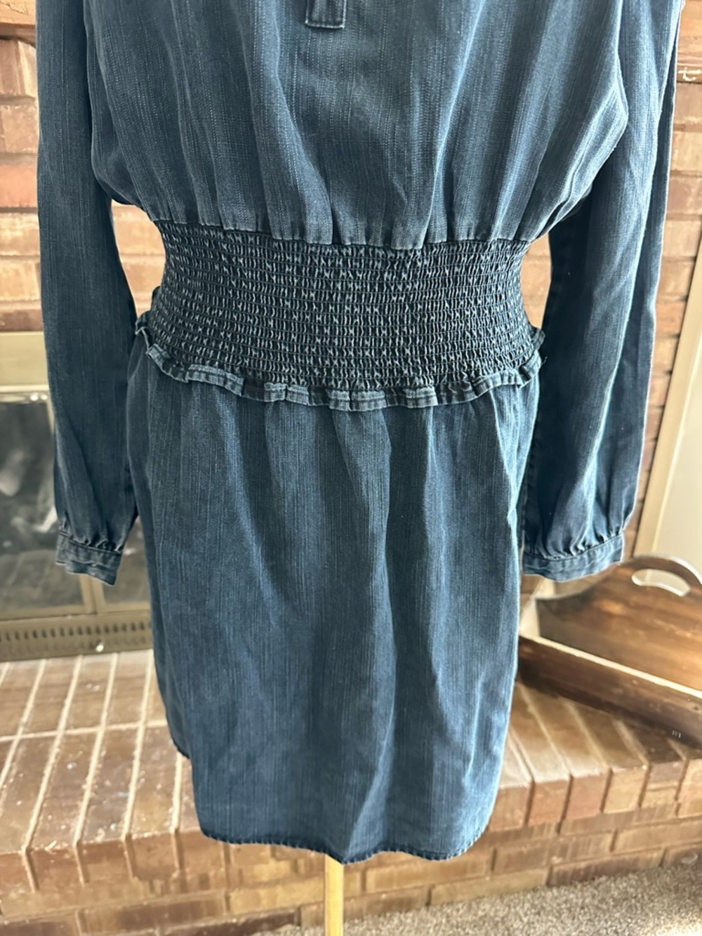 NWT Rails Shawna Dark Vintage Denim Smocked Mini Dress Small S - Picture 3 of 9